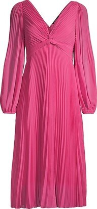 Kelsie Pleated Crepe Chiffon Midi-Dress