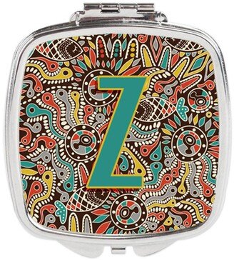 CJ2013-ZSCM Letter Z Retro Tribal Alphabet Initial Compact Mirror