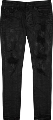 Brand Oil Spill Distressed Slim-leg Jeans