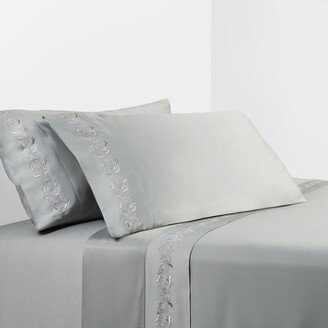 350TC Gray Scroll Embroidered Sheet Set, Gray, 4PC