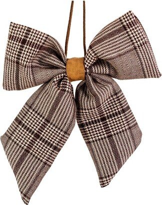 Northlight 7.5 Brown and Cream Houndstooth Plaid Christmas Bow Decoration