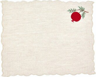 Km Home Collection Pomegranate Embroidery Linen Placemats Set Of 2