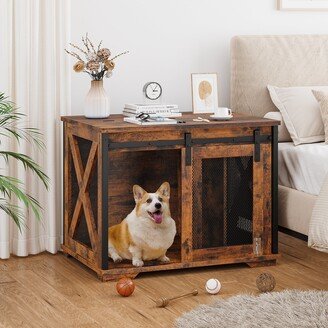 Alkmaar Murphy Farmhouse End Table Wooden Pet Crate End Table with Drawer Furniture Style - 25.6