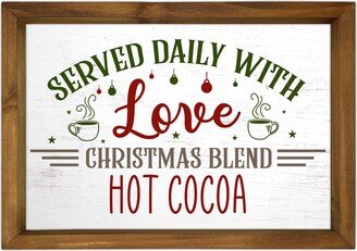 Hot Cocoa Sign | Wood Frame Farmhouse Vintage Christmas Decor Wall Art