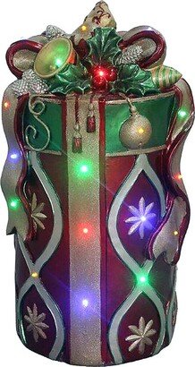 Fraser Hill Farms Indoor/Outdoor Oversized Round Gift Box Christmas Decor with Long-Lasting Lights