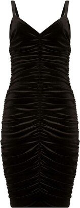 Ruched Velvet-Effect Sleeveless Dress