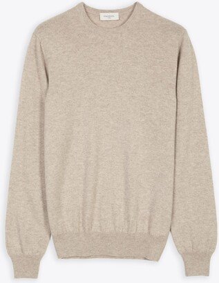 Piacenza Cashmere Girocollo, Lista Collo Basso Sand colour cashmere sweater