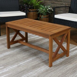 Sunnydaze Decor Sunnydaze Meranti Wood Outdoor Patio Coffee Table with Teak Oil Finish - 35-Inch