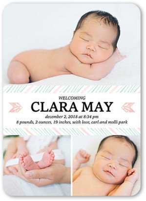 Birth Announcements: Sweetest Arrival Girl Birth Announcement, White, Matte, Signature Smooth Cardstock, Rounded