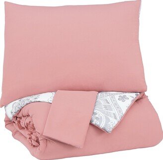 Avaleigh Contemporary Youth Pink/White/Gray Comforter Set