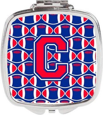 CJ1076-CSCM Letter C Football Harvard Crimson & Yale Blue Compact Mirror