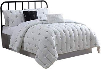 Bucharest 5 Piece Embroidered King Comforter Set with Pleats The Urban Port, White