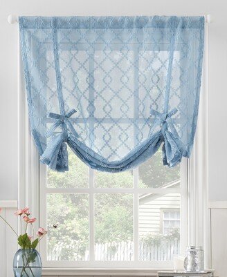 No. 918 Tina Geometric Clipped Semi-Sheer Rod Pocket Window Tie-Up Shade, 42