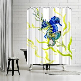 71 x 74 Shower Curtain, Blue Green Seahorse by Suren Nersisyan