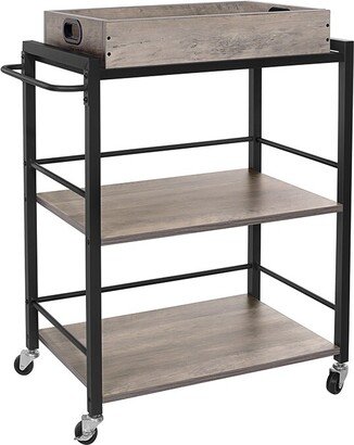 VASAGLE ALINRU Kitchen Serving Cart with Removable Tray, Universal Casters with Brakes, Leveling Feet - N/A