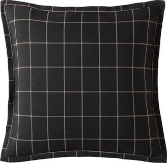 Plaid Windowpane Euro Sham, 27x27, Black