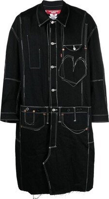 x Levi's contrast-stitching denim midi coat