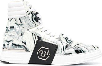 Marble hi-top sneakers