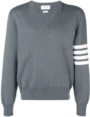 4-Bar Milano Stitch V-Neck Pullover-AA