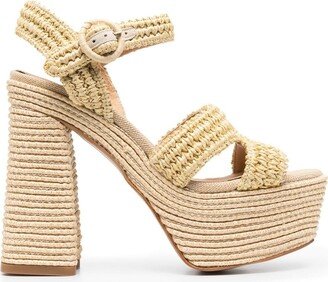 Braided Raffia Platform Sandals