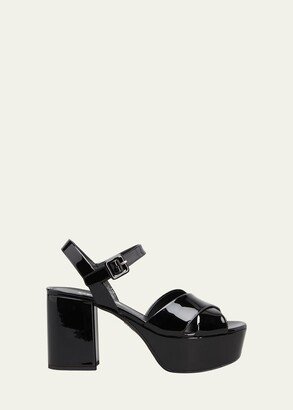 Vernice Patent Leather Crisscross Platform Sandals-AA