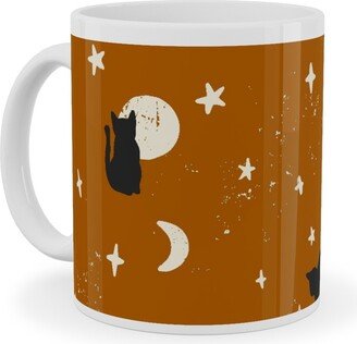 Mugs: Black Cats - Burnt Orange Ceramic Mug, White, 11Oz, Orange