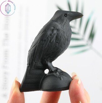 3Inch Natural Obsidian Crow Figurine, Hand Carved Bird Skull, Crystal Animal, Crystal Healing, Reiki Healing, Home Decoration, Crystal Gifts
