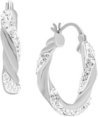 And Now This Clear Crystal Twisted Click Top Hoop Earring in Silver Plate or Gold Plate