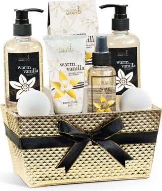 Freida and Joe Warm Vanilla Fragrance Bath & Body Set in Gold Basket