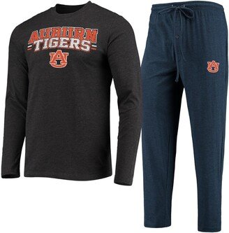 Men's Concepts Sport Navy, Heathered Charcoal Auburn Tigers Meter Long Sleeve T-shirt and Pants Sleep Set - Navy, Heathered Charcoal
