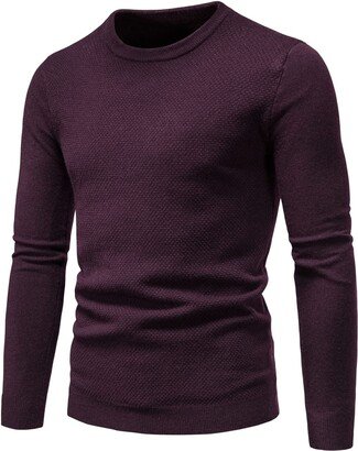 Lcxifdre Men's Lightweight Sweater Slim Fit Solid Color Long Sleeve Knit Shirts Undershirts Crew Neck Thermal Casual Knitwear