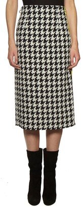 Pied De Poule Midi Skirt