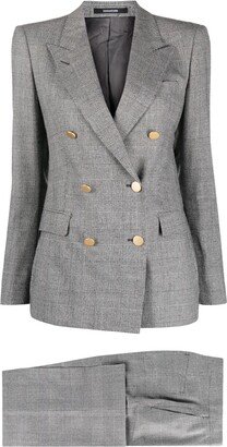 Grey Virgin Wool Blend Checked Suit-AA