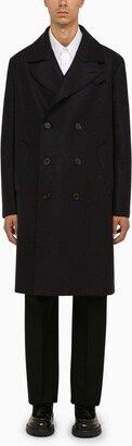 Double-breasted navy wool coat