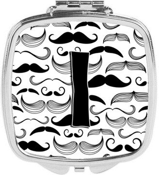 CJ2009-ISCM Letter I Moustache Initial Compact Mirror