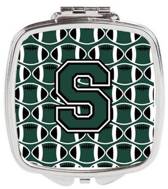 CJ1071-SSCM Letter S Football Green & White Compact Mirror