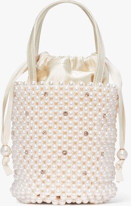 Purl Pearl Embellished Small Bucket Bag