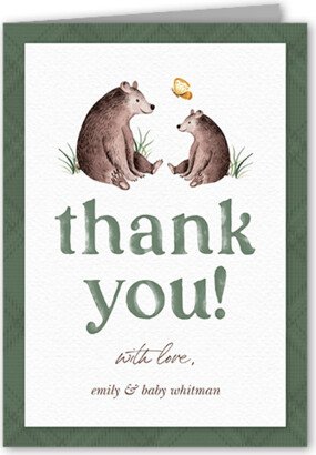 Thank You Cards: Bearly Thank You Card, Green, 3X5, Matte, Folded Smooth Cardstock