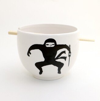 Handmade Ramen Bowl, Ninja, Noodle With Chopsticks