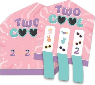 Big Dot of Happiness Two Cool - Girl - Pastel 2nd Birthday Party Game Pickle Cards - Pull Tabs 3-in-a-Row - Set of 12