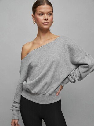 Off Shoulder Sweatshirt in French Terry - Heather Grey