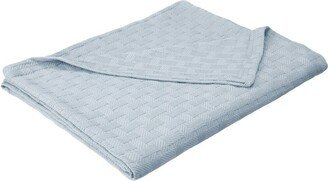 Snake River Décor Basketweave Thin Cotton Cozy Bed Blanket Twin Light Blue