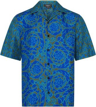 Allover Baroque print silk shirt