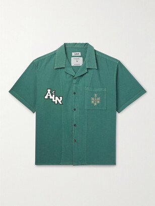 The Inoue Brothers Camp-Collar Logo-Detailed Garment-Dyed Cotton Shirt