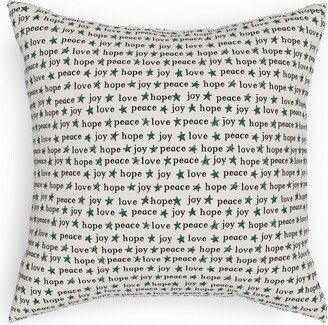 Outdoor Pillows: Peace Love Hope Joy - Beige Outdoor Pillow, 18X18, Double Sided, Beige