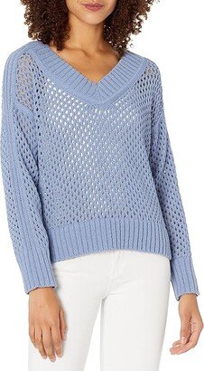 Women's Mesh Boucle Sweater (English Blue) Women's Sweater