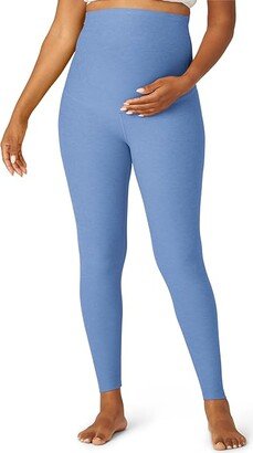 Maternity Empire Waisted Spacedye Midi Leggings (Flower Blue Heather) Women's Casual Pants