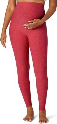 Maternity Empire Waisted Spacedye Midi Leggings (Paradise Coral Heather) Women's Casual Pants