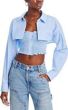 Cotton Smocked Cami Overshirt