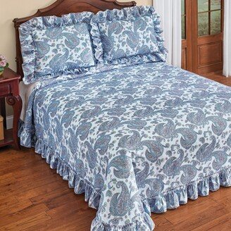 Collections Etc Lightweight Paisley Plisse Ruffled Edge Bedspread